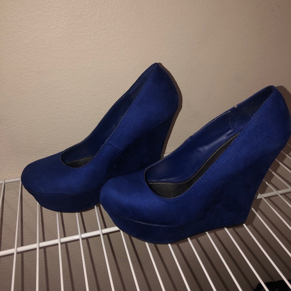Blue Wedge Heels